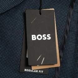 مملوكة مسبقًا Boss By Hugo Boss Navy Blue Textured Wool Single Breasted Blazer XL