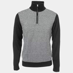 Pre Owned Boss By Hugo Boss Black Textured Wool Knit Ladamo Sweater M