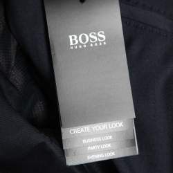 Pre Owned Boss By Hugo Boss Navy Blue Wool Pant Suit L