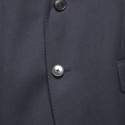 Pre Owned Boss By Hugo Boss Navy Blue Wool Pant Suit L