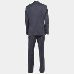 Pre Owned Boss By Hugo Boss Navy Blue Wool Pant Suit L