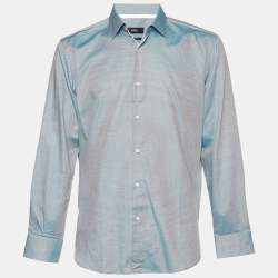Pre Owned Boss By Hugo Boss Green Patterned Cotton Gelson Shirt XL
