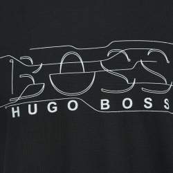 Pre Owned Boss By Hugo Boss Black Logo Print Cotton Short Sleeve T-Shirt XL
