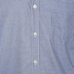 Pre Owned Boss By Hugo Boss Navy Blue Checked Cotton Slim Fit Shirt XL