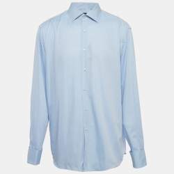 Pre Owned Boss By Hugo Boss  Blue Pinstripe Cotton Long Sleeve Shirt XXXL