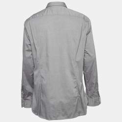 Pre Owned Boss By Hugo Boss Grey Logo Embroidered Cotton Long Sleeve Shirt XXL