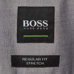 Pre Owned Boss By Hugo Boss Grey Logo Embroidered Cotton Long Sleeve Shirt XXL