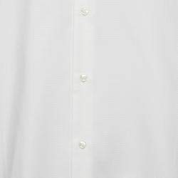 Pre Owned Boss By Hugo Boss White Textured Cotton Long Sleeve Shirt XXXL