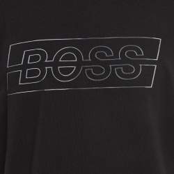 مملوكة مسبقًا Boss By Hugo Boss Black Logo Textured Cotton Crew Neck T-Shirt XXL