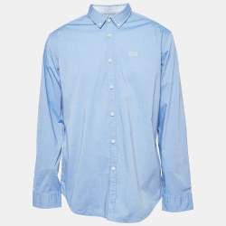 مملوكة مسبقًا Boss By Hugo Boss Blue Cotton Regular Fit Stretch Shirt XXL