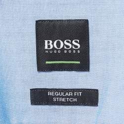 Boss By Hugo Boss Blue Cotton Regular Fit Stretch Shirt XXL