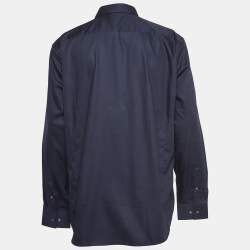 Pre Owned Boss By Hugo Boss Dark Blue Cotton Easy Iron Slim Fit Shirt 2XL