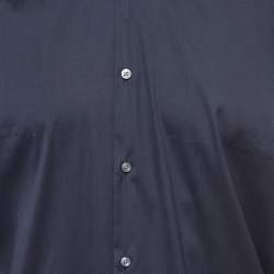 Pre Owned Boss By Hugo Boss Navy Blue Stretch Cotton Slim Fit Shirt XXL
