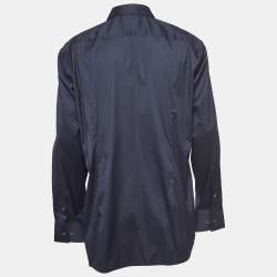 Pre Owned Boss By Hugo Boss Navy Blue Stretch Cotton Slim Fit Shirt XXL