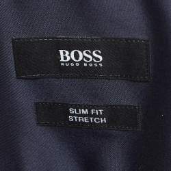 Pre Owned Boss By Hugo Boss Navy Blue Stretch Cotton Slim Fit Shirt XXL
