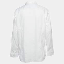 Pre Owned Boss By Hugo Boss White Logo Embroidered Cotton Regular Fit Shirt XXL