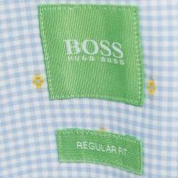 Pre Owned Boss By Hugo Boss White Logo Embroidered Cotton Regular Fit Shirt XXL