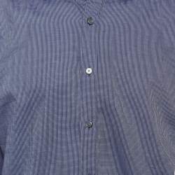 مملوكة مسبقًا Boss By Hugo Boss Blue Ditsy Cotton Long Sleeve Shirt 4XL