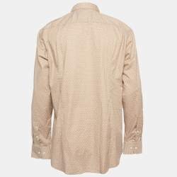 Pre Owned Boss By Hugo Boss Brown B Monogram Cotton Slim Fit Shirt XL