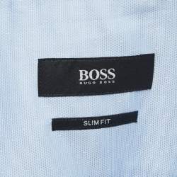 Pre Owned Boss By Hugo Boss Blue Micro Ditsy Cotton Slim Fit Shirt XXL