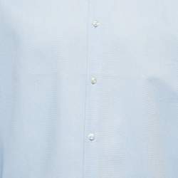Pre Owned Boss By Hugo Boss Blue Micro Ditsy Cotton Slim Fit Shirt XXL