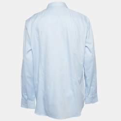 Pre Owned Boss By Hugo Boss Blue Micro Ditsy Cotton Slim Fit Shirt XXL