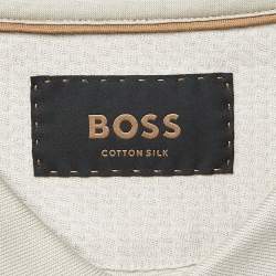 Pre Owned Boss By Hugo Boss Beige Textured Jersey Polo T-Shirt XXL