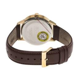 Pre Owned Hugo Boss Blue Rose Gold Tone Stainless Steel Leather Boss HB.332.1.34.3269 Men's Wristwatch 41 mm