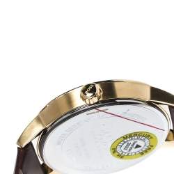 Pre Owned Hugo Boss Blue Rose Gold Tone Stainless Steel Leather Boss HB.332.1.34.3269 Men's Wristwatch 41 mm