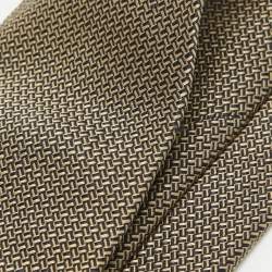 Pre Owned Boss By Hugo Boss Brown Patterned Silk Traditional Tie