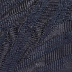 Pre Owned Boss by Hugo Boss Navy Blue Jacquard Silk Skinny Tie 