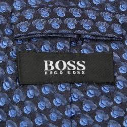 Pre Owned Boss By Hugo Boss Blue Patterned Silk Traditional Tie 