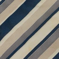 Boss By Hugo Boss Blue/Beige Diagonal Striped Silk Tie