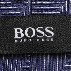 Boss By Hugo Boss Blue Patterned Jacquard Silk Tie