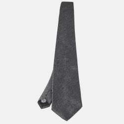 Boss By Hugo Boss Grey Patterned Silk Traditional Tie 