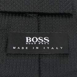 Pre Owned Boss By Hugo Boss Black Patterned Silk Tie 