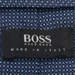 مملوكة مسبقًا ربطة عنق بوس باي هوغو بوس حرير جاكار مقاومة للماء زرقاء داكنة