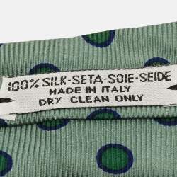 Pre Owned Boss By Hugo Boss Green Dot Jacquard Silk Tie 