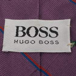 Pre Owned Boss By Hugo Boss Purple Vintage Care and Palm Tree Jacquard Silk Tie