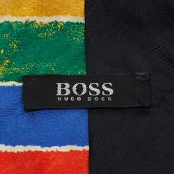 Pre Owned Boss By Hugo Boss Black/Multicolor Printed Silk Tie