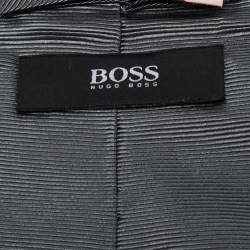 Pre Owned Boss By Hugo Boss Grey/Metallic Jacquard Silk Tie