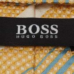 Pre Owned ربطة عنق بوس باي هوغو بوس حرير طبعة مائلة حمراء/بيج تقليدية