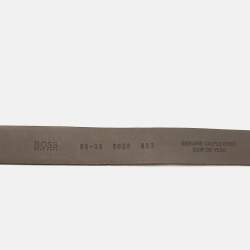 مملوكة مسبقًا حزام بوس باي هوغو بوس إبزيم جلد رمادي/موف بنقشة جلد الثعبان 95 سم