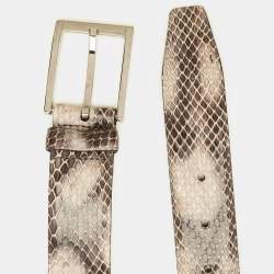مملوكة مسبقًا حزام بوس باي هوغو بوس إبزيم جلد رمادي/موف بنقشة جلد الثعبان 95 سم