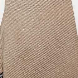 Pre Owned Boss By Hugo Boss Dark Beige Silk Tie