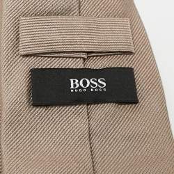 Pre Owned Boss By Hugo Boss Dark Beige Silk Tie