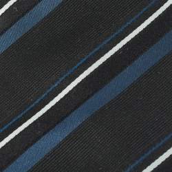 مملوكة مسبقًا Boss By Hugo Boss Black Diagonal Striped Silk Tie