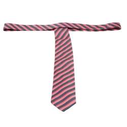 Boss by Hugo Boss Red and Navy Blue Diagonal Striped  Silk Jacquard Tie
