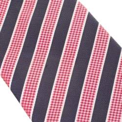 Pre Owned Boss by Hugo Boss Red and Grey Diagonal Striped Silk Jacquard Tie