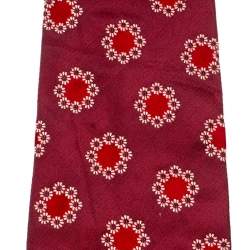 Pre Owned Boss By Hugo Boss Mauve Pink and Red Floral Embroidered Silk Jacquard Tie